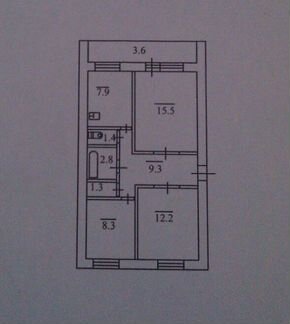 3-к квартира, 56 м², 2/5 эт.