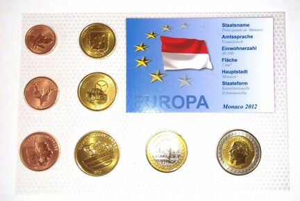 Монако набор пробных монет Евро 2012