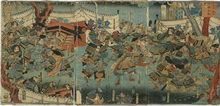 Японская гравюра укиё-э триптих