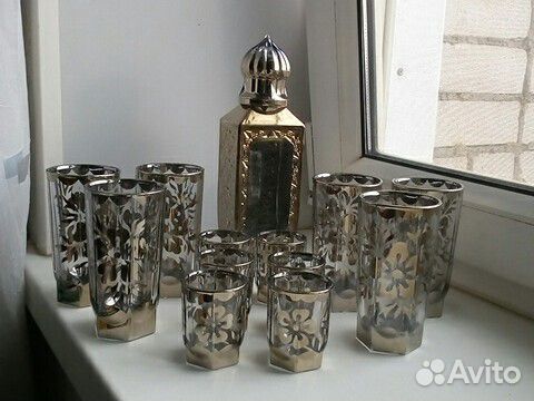 Графин и стаканы гусь- хрустальный