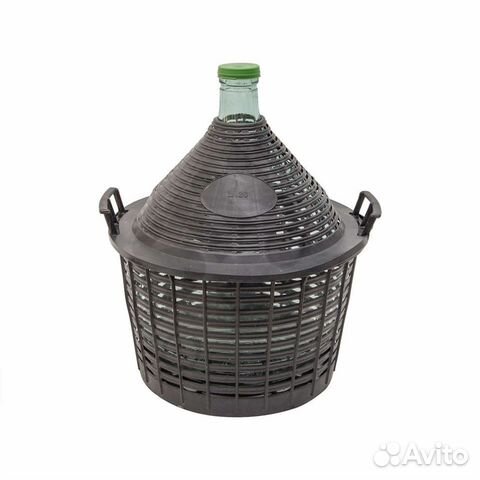 Бутыль стеклянная 20 л, с узким горлом в корзине