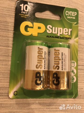 Батарейки GP Super, С (LR14, 14А), алкалиновые, ко