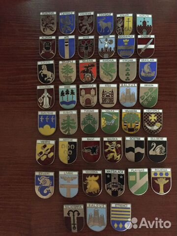 Значки.Гербы. Латвийская серия (Cu), горячая эмаль