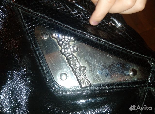 Сумка черная кожа, лак