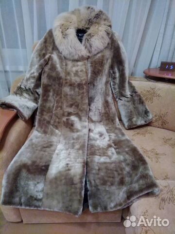 Шуба мутон+песец Шуба мутон+песец