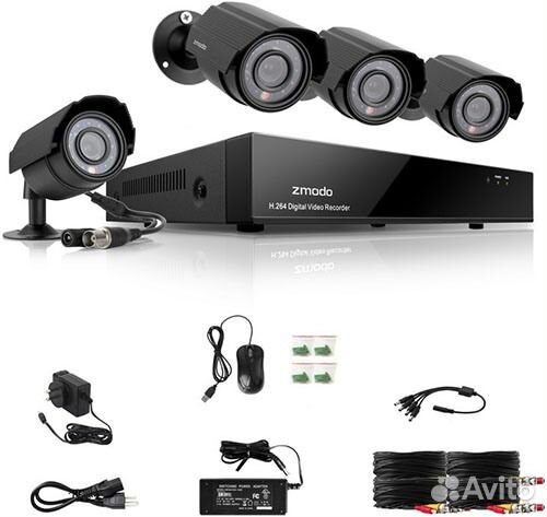 Видеонаблюдение. Комплект из 4 уличных 2мп камер