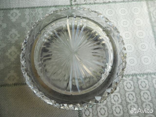 Пепельница, хрусталь, серебро 875 пр