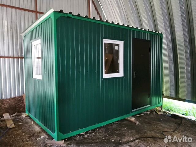 Вагончик бытовка (2,4х4м) зелёный с двумя окнами Вагончик бытовка (2,4х4м) зелёный с двумя окнами