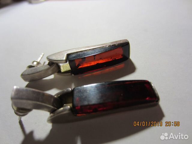 Серьги серебряные с янтарем