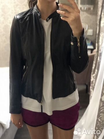 Куртка кожаная massimo dutti (M)