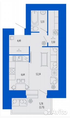 1-к квартира, 32 м², 5/12 эт. 1-к квартира, 32 м², 5/12 эт.