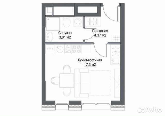 1-к квартира, 25.9 м², 35/39 эт. 1-к квартира, 25.9 м², 35/39 эт.