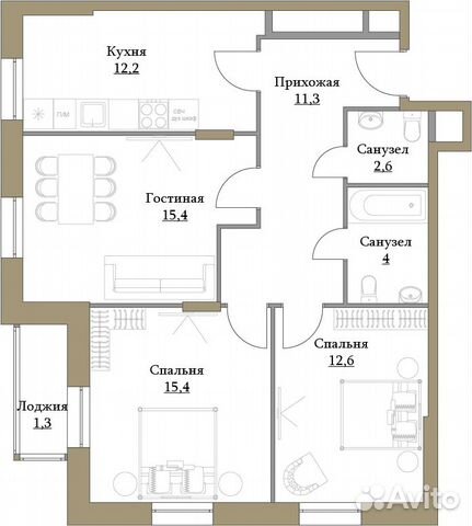 3-к квартира, 74.8 м², 13/17 эт. 3-к квартира, 74.8 м², 13/17 эт.
