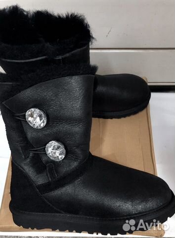 UGG угги, с двумя пуговицами обливные черные
