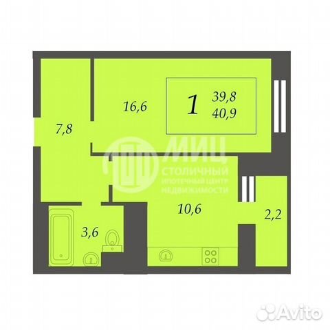 1-к квартира, 40.9 м², 4/25 эт.