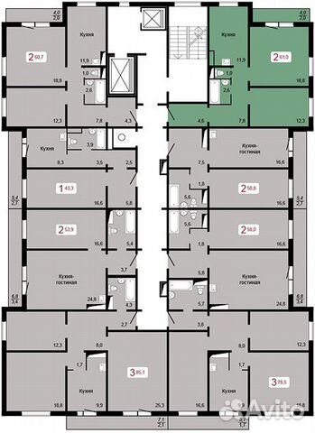2-к квартира, 50.8 м², 11/17 эт. 2-к квартира, 50.8 м², 11/17 эт.