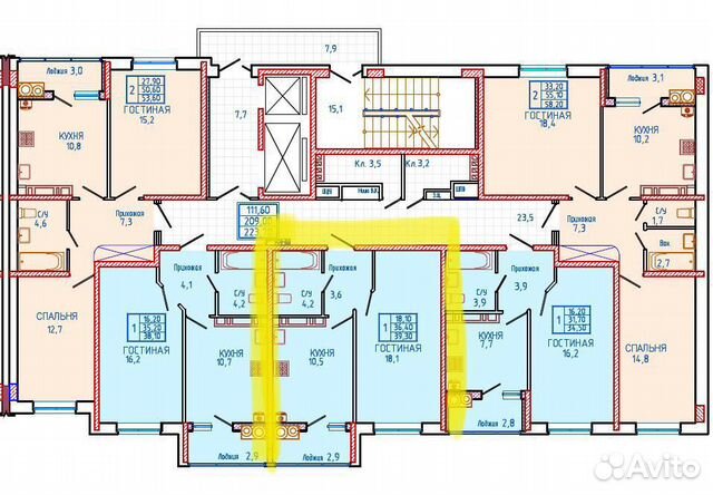 1-к квартира, 39.3 м², 17/18 эт.