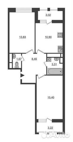 2-к квартира, 56.7 м², 4/13 эт. 2-к квартира, 56.7 м², 4/13 эт.