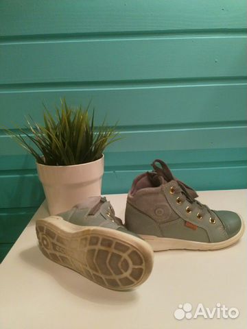 Ecco зелёные 26 размер стелька 16 см кожаные