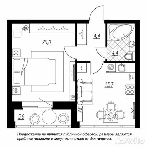 1-к квартира, 44.5 м², 5/16 эт.