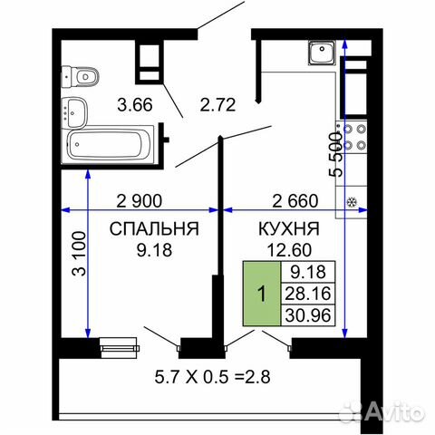 1-к квартира, 31 м², 20/24 эт.