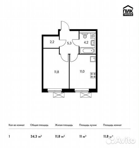 1-к квартира, 34.3 м², 17/25 эт. 1-к квартира, 34.3 м², 17/25 эт.
