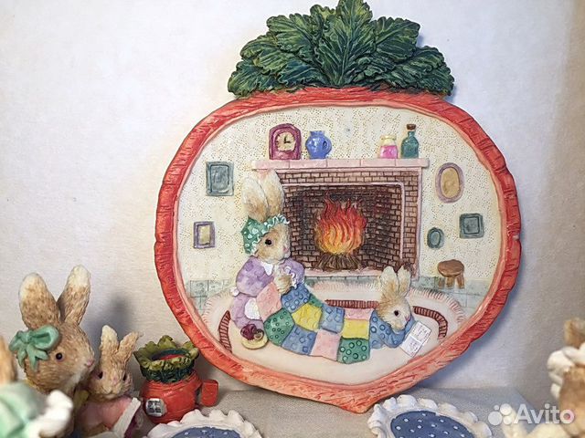 Миниатюрный сервиз Крольчихи и крольчата полистоун