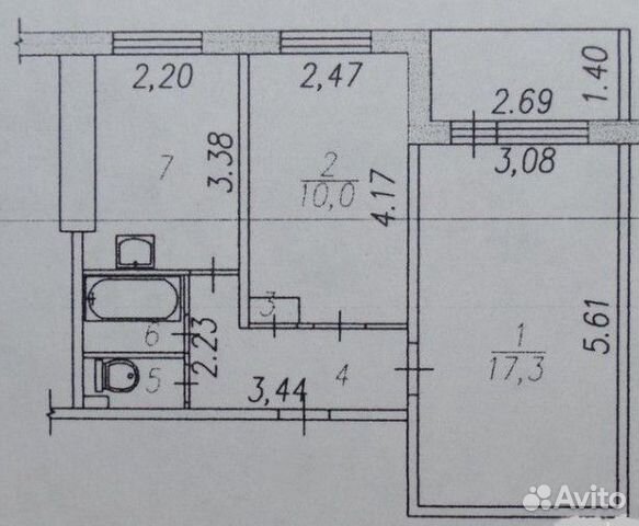 2-к квартира, 44 м², 8/9 эт. 2-к квартира, 44 м², 8/9 эт.