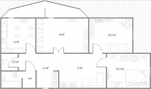 3-к квартира, 80 м², 2/18 эт.