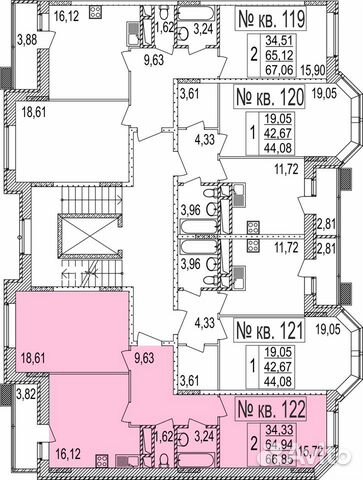 2-к квартира, 66.8 м², 6/7 эт. 2-к квартира, 66.8 м², 6/7 эт.