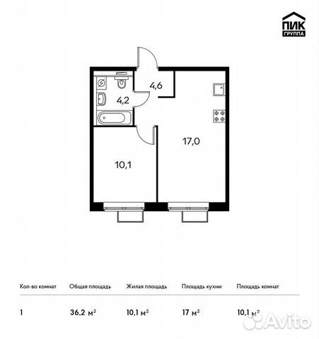 1-к квартира, 36.2 м², 8/9 эт. 1-к квартира, 36.2 м², 8/9 эт.