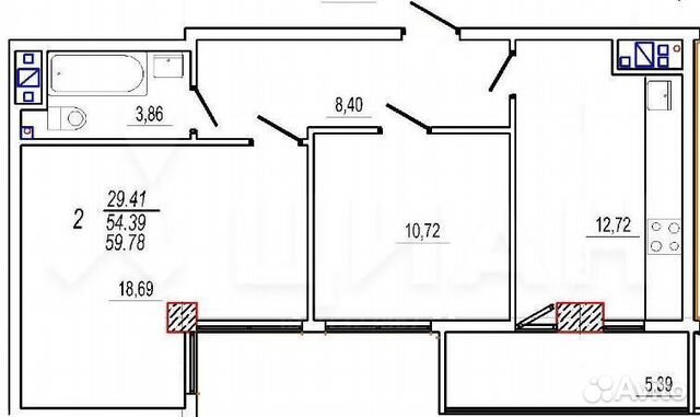 2-к квартира, 60.2 м², 8/16 эт.
