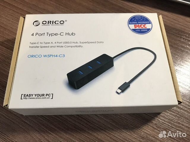 USB-концентратор orico W5PH4-C3-10, разъемов: 4