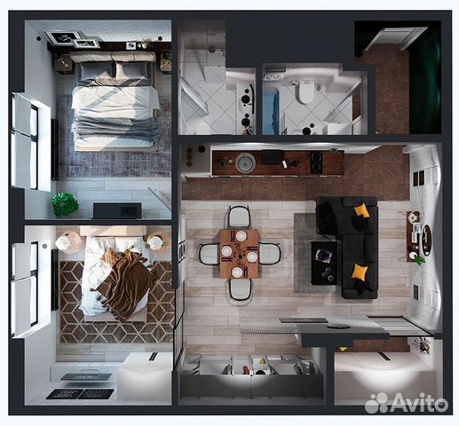 2-к квартира, 77 м², 1/1 эт.