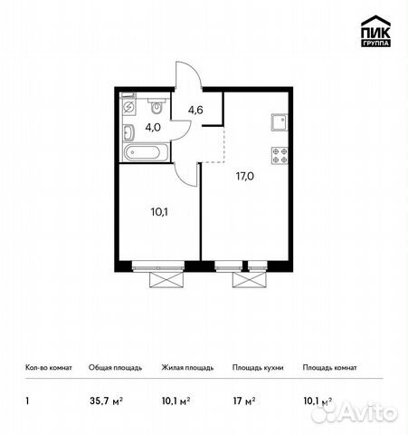 1-к квартира, 35.7 м², 9/16 эт. 1-к квартира, 35.7 м², 9/16 эт.