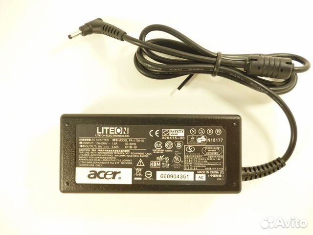 Новый блок питания Acer 65W 19V 3.42A (3.0x1.1)