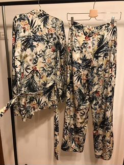 Костюм, lime, с принтом, в стиле кимоно-пижамы