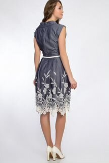 Платье Noche Mio деним с вышивкой. Новое 50-52