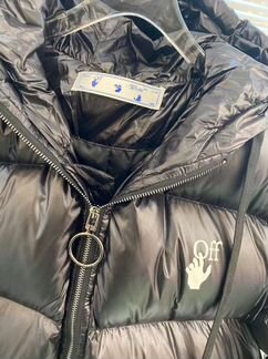 Пуховик off white оливковый