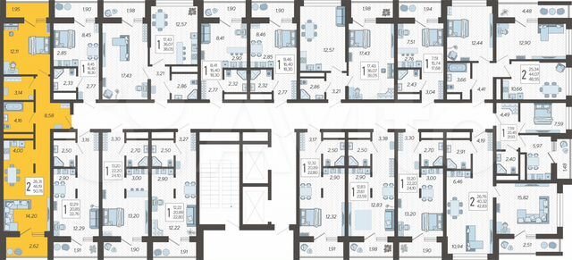 2-к. квартира, 50,8 м², 11/19 эт.