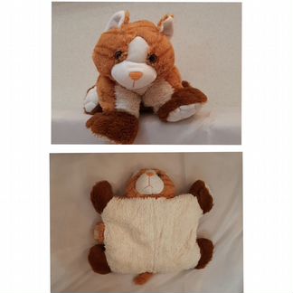 Игрушка Подушка Кошка 23х30 коричневая мягкая