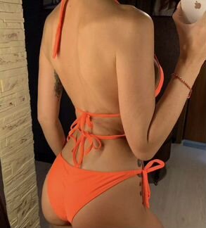 Оранжевый купальник с ракушками S