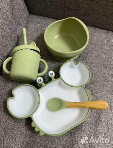 Набор детской посуды на присоске