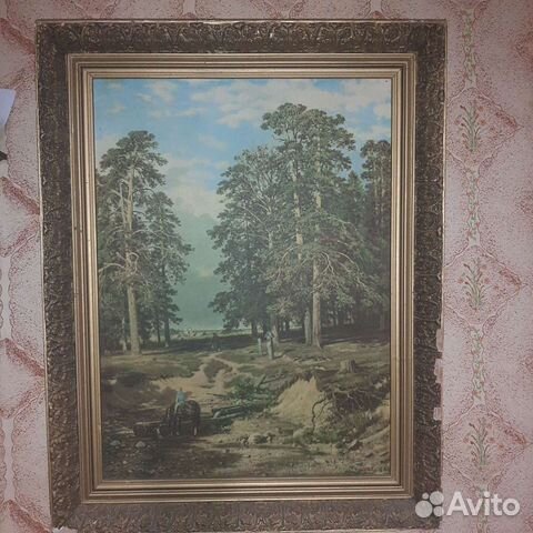 Картина большая с природой,и лошадью на водопое