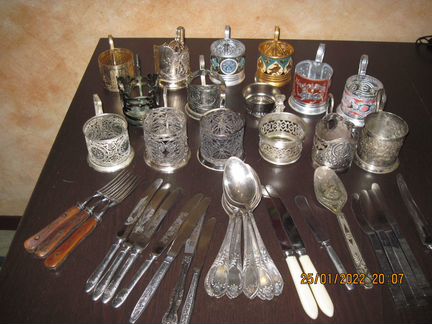 Подстаканники серебряные ложки вилки СССР