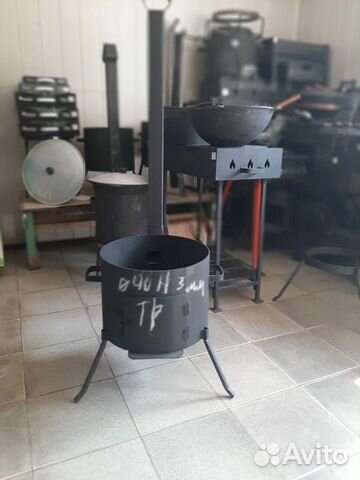 Печь на дровах на 16 литр чугунный казан