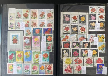 Почтовые марки по темам Розы, Орхидеи, Тюльпаны, П