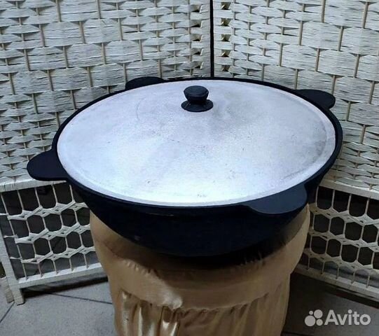 Казан чугунный узбекский с крышкой для плова
