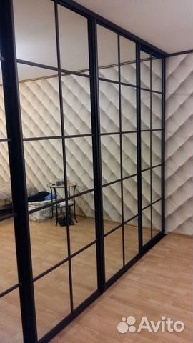 Двери зеркальные с английской решеткой шк-185