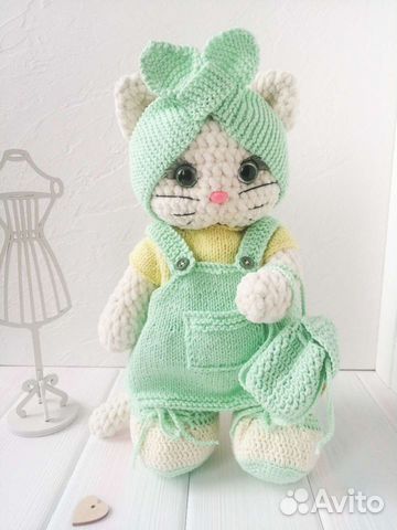 Кошка вязаная Кошка ручной работы. Кот плюшевый